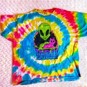 😻🌈alien & kitty “chill!” tie dye tee 🌈👽😸